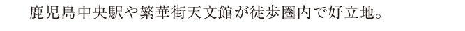 鹿児島中央駅や繁華街天文館が徒歩圏内で好立地。