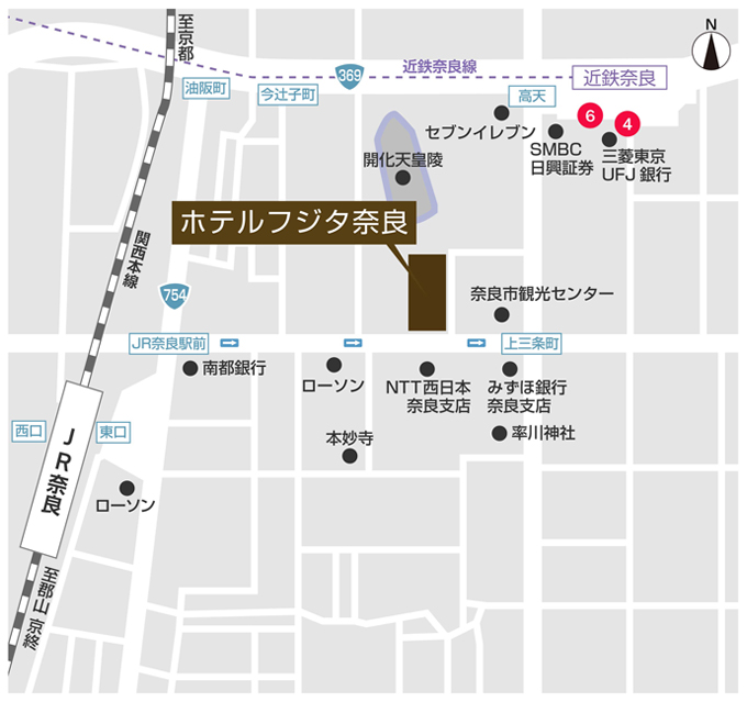 ホテルフジタ奈良のホテルマップ