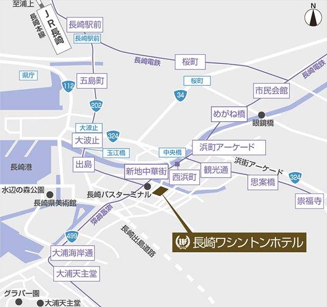 長崎ワシントンホテルのホテルマップ